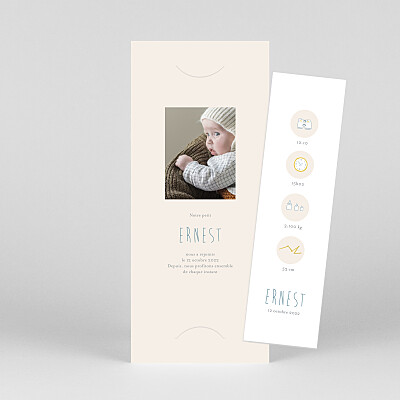 Faire-part de naissance blanc ton petit univers (marque-page) couleur Faire-part de naissance blanc ton petit univers (marque-page) couleur