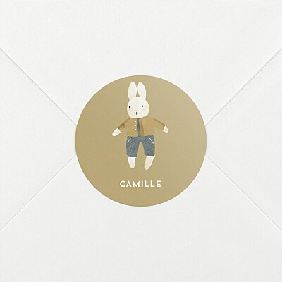 Stickers pour enveloppes naissance jaune doux rêves (lapin) ocre Stickers pour enveloppes naissance jaune doux rêves (lapin) ocre