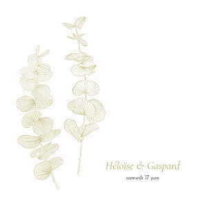 Faire-part de mariage Envolée d'eucalyptus ocre Faire-part de mariage Envolée d'eucalyptus ocre