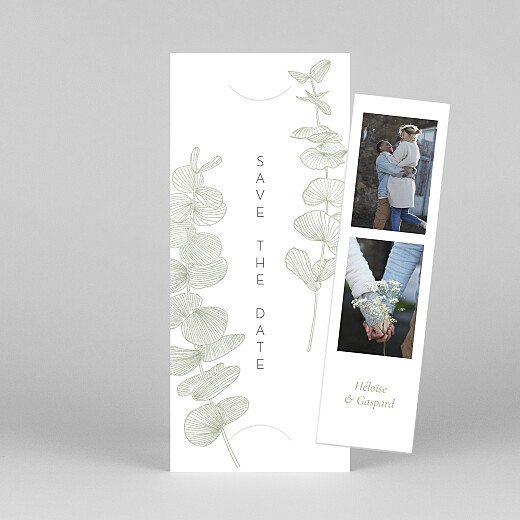 Save the Date Envolée d'eucalyptus (photomaton) vert - Vue 1 Save the Date Envolée d'eucalyptus (photomaton) vert - Vue 1