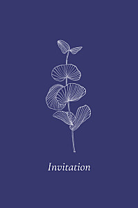 Carton d'invitation mariage bleu envolée d'eucalyptus (portrait) bleu Carton d'invitation mariage bleu envolée d'eucalyptus (portrait) bleu