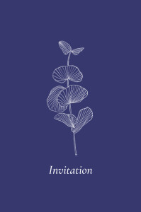 Carton d'invitation mariage Envolée d'Eucalyptus (portrait) bleu