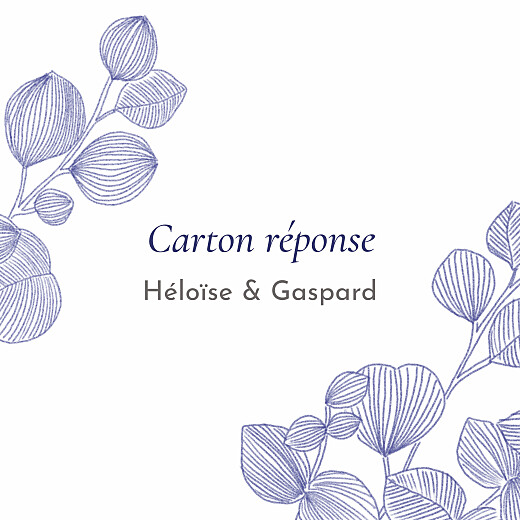 Carton réponse mariage Envolée d'Eucalyptus bleu - Recto Carton réponse mariage Envolée d'Eucalyptus bleu - Recto