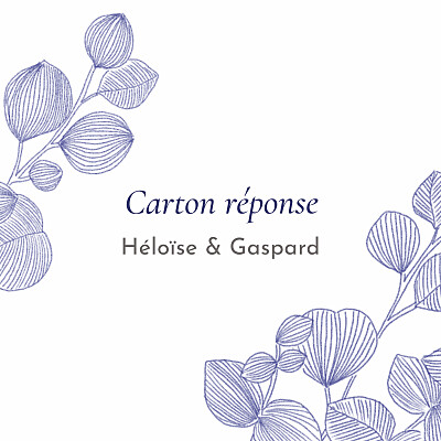 Carton réponse mariage Envolée d'eucalyptus bleu finition Carton réponse mariage Envolée d'eucalyptus bleu finition