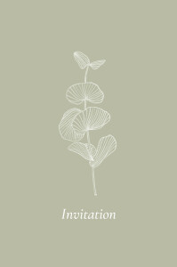 Carton d'invitation mariage Envolée d'Eucalyptus (portrait) vert