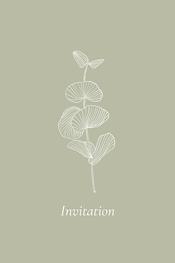 Carton d'invitation mariage Envolée d'Eucalyptus (portrait) vert - Recto Carton d'invitation mariage Envolée d'Eucalyptus (portrait) vert - Recto
