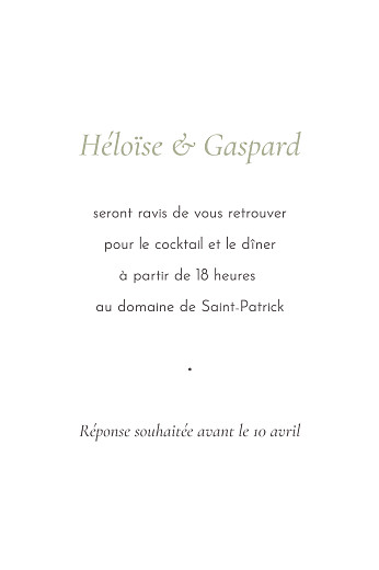 Carton d'invitation mariage Envolée d'Eucalyptus (portrait) vert - Verso Carton d'invitation mariage Envolée d'Eucalyptus (portrait) vert - Verso