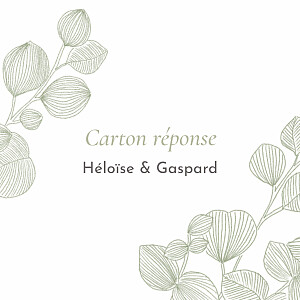 Carton réponse mariage classique envolée d'eucalyptus vert Carton réponse mariage classique envolée d'eucalyptus vert