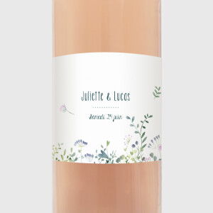 Étiquette de bouteille mariage Bouquet sauvage violet