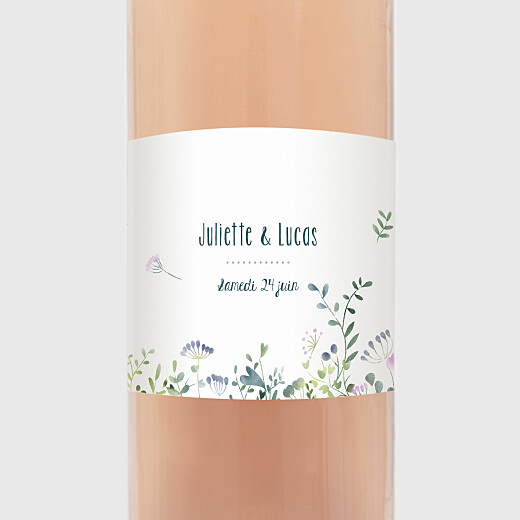 Étiquette de bouteille mariage Bouquet sauvage violet - Vue 2