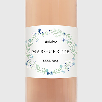 Étiquette de bouteille baptême douceur champêtre bleu Étiquette de bouteille baptême douceur champêtre bleu