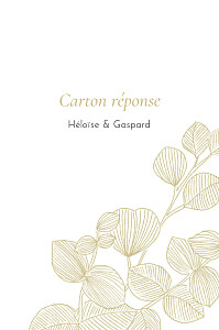 Carton réponse mariage beige envolée d'eucalyptus ocre Carton réponse mariage beige envolée d'eucalyptus ocre