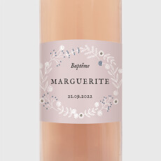 Étiquette de bouteille baptême Douceur Champêtre rose ancien Étiquette de bouteille baptême Douceur Champêtre rose ancien