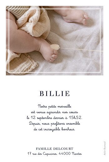 Faire-part de naissance Petite étiquette (portrait) blanc - Verso Faire-part de naissance Petite étiquette (portrait) blanc - Verso