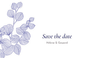 Save the date bleu envolée d'eucalyptus bleu Save the date bleu envolée d'eucalyptus bleu