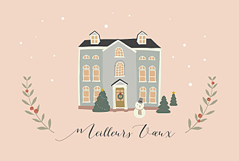 Carte de voeux cottage rose Carte de voeux cottage rose