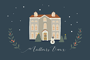 Carte de voeux bleu cottage bleu Carte de voeux bleu cottage bleu
