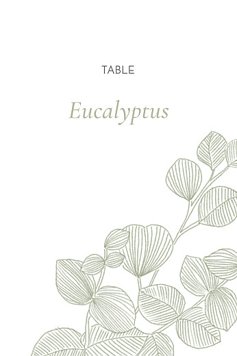 Marque-table mariage Envolée d'eucalyptus vert - Recto Marque-table mariage Envolée d'eucalyptus vert - Recto