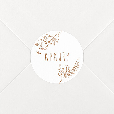 Stickers pour enveloppes naissance orange ronde des prés terracotta Stickers pour enveloppes naissance orange ronde des prés terracotta
