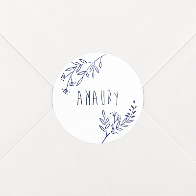 Stickers pour enveloppes naissance bleu ronde des prés bleu nuit Stickers pour enveloppes naissance bleu ronde des prés bleu nuit