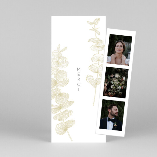 Carte de remerciement mariage Envolée d'eucalyptus (photomaton) ocre - Vue 1 Carte de remerciement mariage Envolée d'eucalyptus (photomaton) ocre - Vue 1
