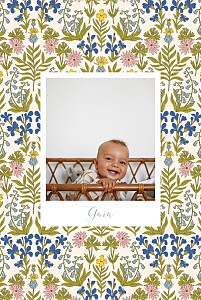 Faire-part de naissance fleur botanique bleu Faire-part de naissance fleur botanique bleu