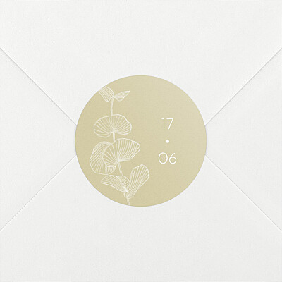 Stickers pour enveloppes mariage beige envolée d'eucalyptus ocre Stickers pour enveloppes mariage beige envolée d'eucalyptus ocre