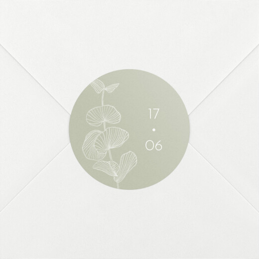 Stickers pour enveloppes mariage Envolée d'Eucalyptus vert - Vue 1