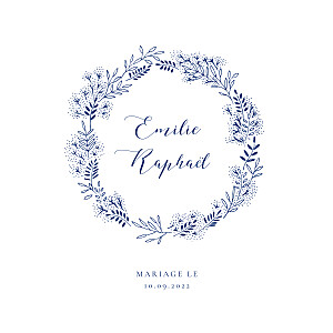 Faire-part de mariage sans photo ronde des prés (4 pages) bleu Faire-part de mariage sans photo ronde des prés (4 pages) bleu