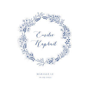 Faire-part de mariage Ronde des prés (4 pages) bleu Faire-part de mariage Ronde des prés (4 pages) bleu