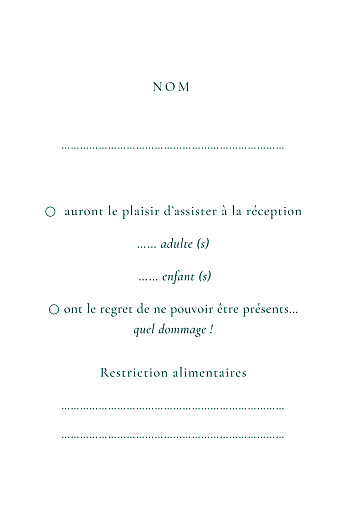 Carton réponse mariage Ronde des prés vert - Verso Carton réponse mariage Ronde des prés vert - Verso