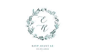 Carton réponse mariage vert ronde des prés (paysage) vert Carton réponse mariage vert ronde des prés (paysage) vert