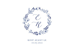 Carton réponse mariage bleu ronde des prés (paysage) bleu Carton réponse mariage bleu ronde des prés (paysage) bleu