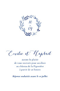 Carton d'invitation mariage bleu ronde des prés bleu Carton d'invitation mariage bleu ronde des prés bleu