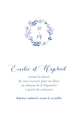 Carton d'invitation mariage Ronde des prés bleu