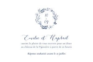 Carton d'invitation mariage Ronde des prés (paysage) bleu