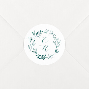Stickers pour enveloppes mariage Ronde des prés (initiales) vert