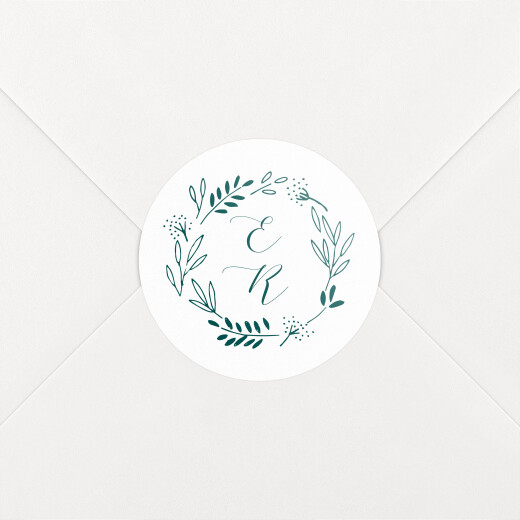 Stickers pour enveloppes mariage Ronde des prés (initiales) vert - Vue 1