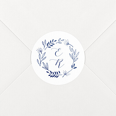 Stickers pour enveloppes mariage bleu ronde des prés (initiales) bleu Stickers pour enveloppes mariage bleu ronde des prés (initiales) bleu