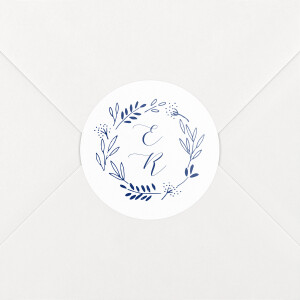 Stickers pour enveloppes mariage Ronde des prés (initiales) bleu