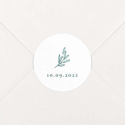 Stickers pour enveloppes mariage personnalisés ronde des prés (date) vert Stickers pour enveloppes mariage personnalisés ronde des prés (date) vert