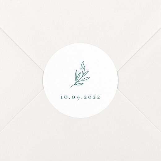 Stickers pour enveloppes mariage Ronde des prés (date) vert - Vue 1