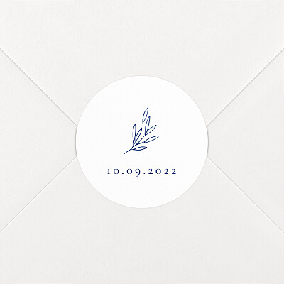 Stickers pour enveloppes mariage bleu ronde des prés (date) bleu Stickers pour enveloppes mariage bleu ronde des prés (date) bleu