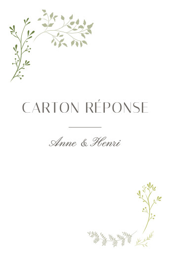 Carton réponse mariage Brins d'été Bambou - Recto Carton réponse mariage Brins d'été Bambou - Recto
