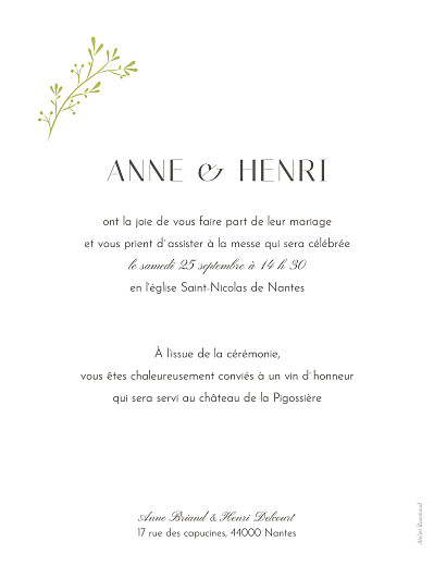 Faire-part de mariage Brins d'été bamboo - Verso Faire-part de mariage Brins d'été bamboo - Verso