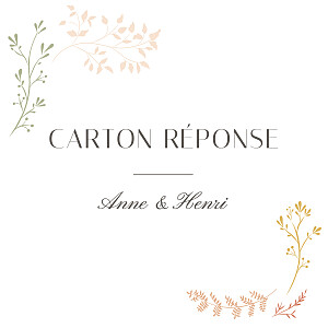 Carton réponse mariage beige brins d'été ocre Carton réponse mariage beige brins d'été ocre