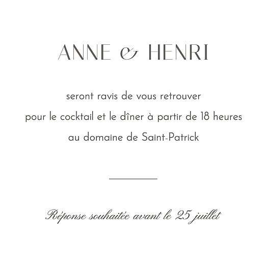 Carton d'invitation mariage Brins d'été lichen - Verso