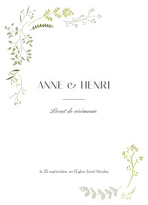 Livret de messe mariage vert brins d'été bambou Livret de messe mariage vert brins d'été bambou