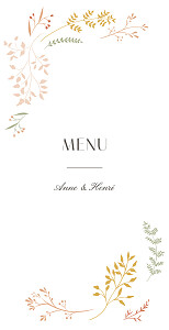 Menu de mariage jaune brins d'été ocre Menu de mariage jaune brins d'été ocre