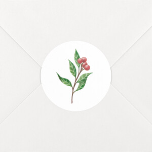 Stickers pour enveloppes vœux Année fleurie blanc